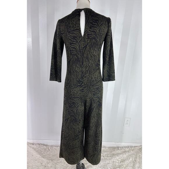 ZARA Women’s Green/Black One Piece Ankle Pants Jumpsuit Sz M - Picture 4 of 9